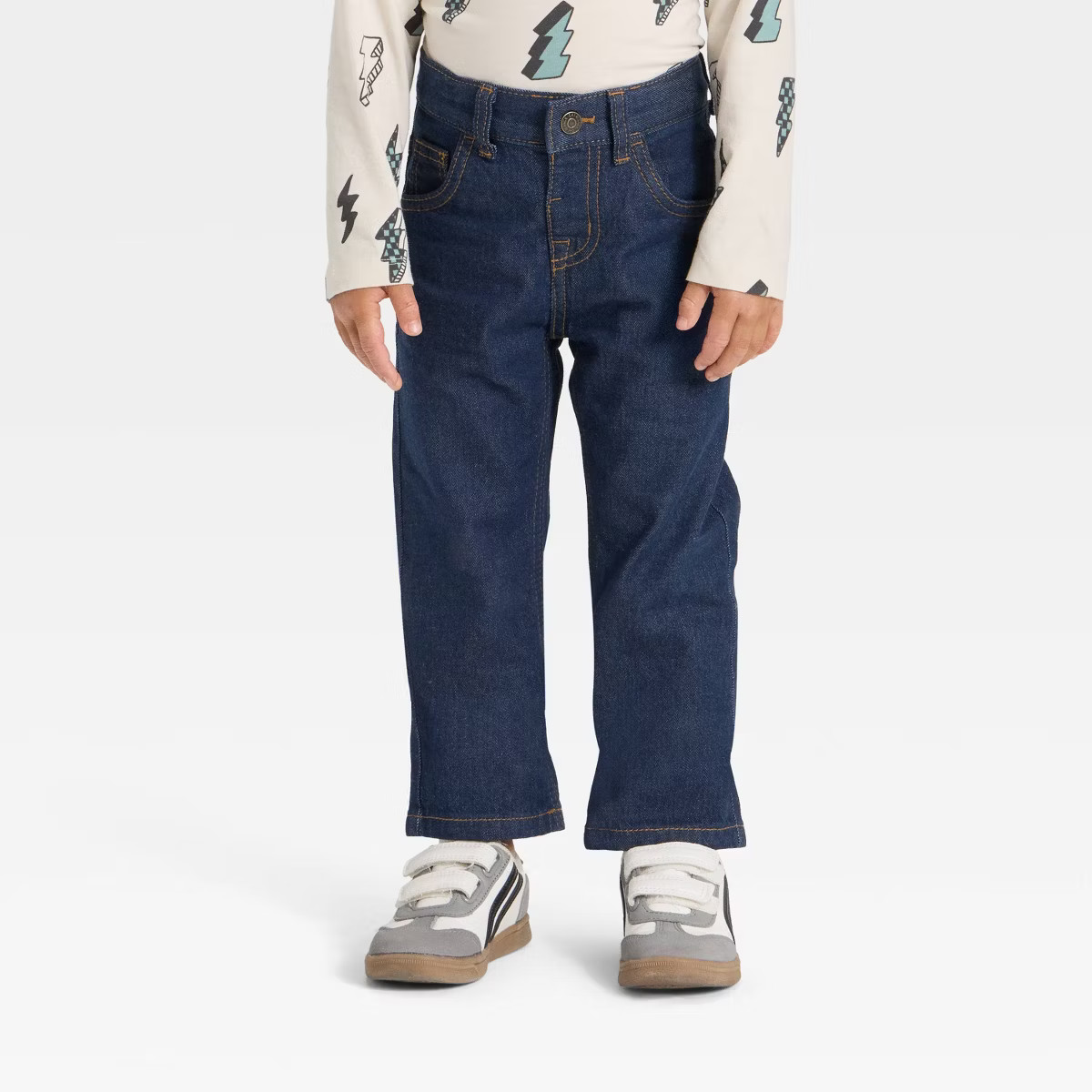 Toddler Boys' Straight Fit Button Front Denim Pants - Cat & Jack™ Dark Wash | Target