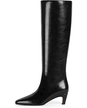 Modatope Knee High Boots Women Square Toe Kitten Heel Tall Boots Womens Fashion Long Boots | Amazon (US)