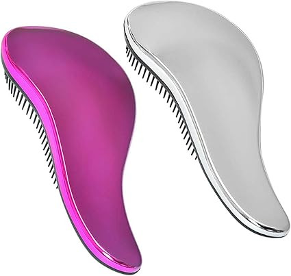 Detangler Brush for Curly Hair, 2-Piece Wet Detangling Hair Brush Set (Pink & Silver), Profession... | Amazon (CA)