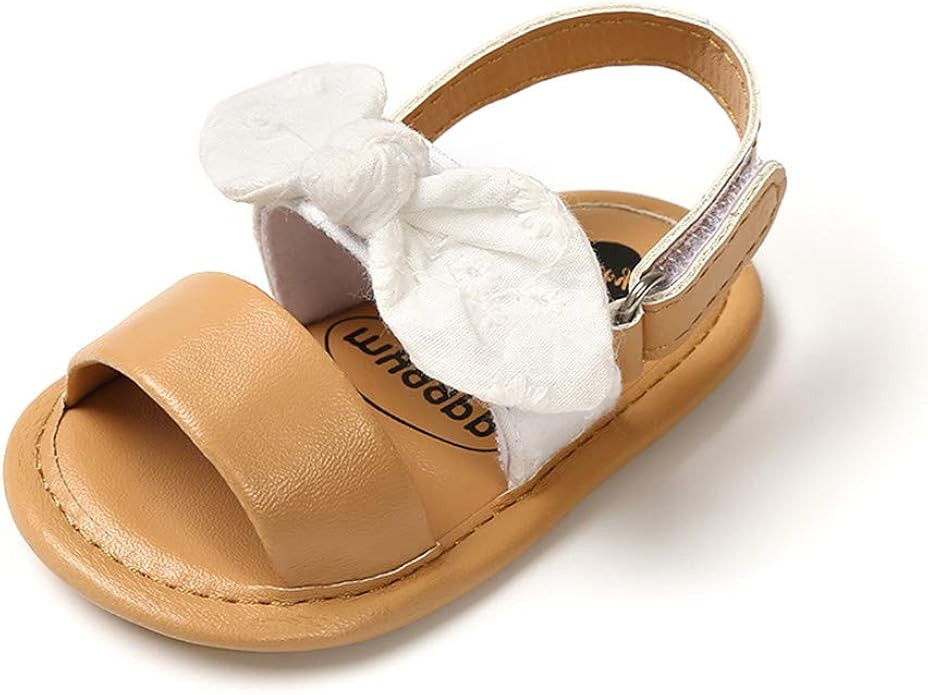 COSANKIM Infant Baby Girls Summer Sandals with Flower Soft Sole Newborn Toddler First Walker Crib... | Amazon (US)