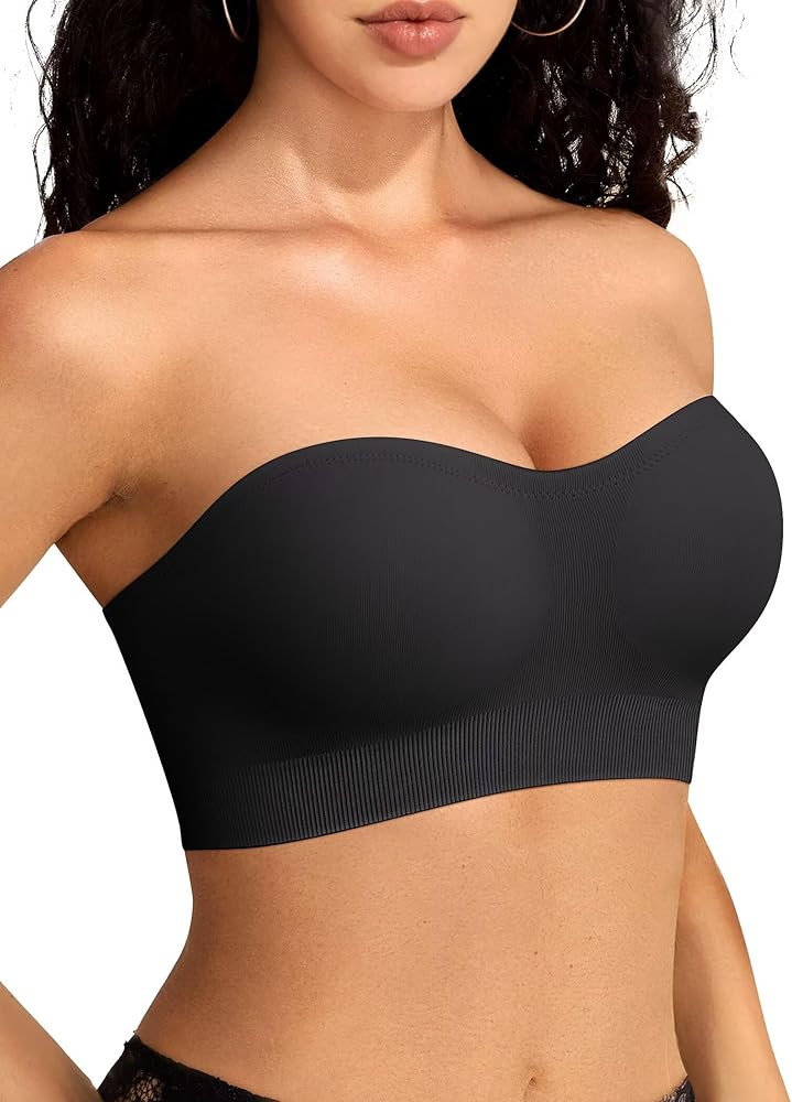 Vertvie Strapless Bras for Women Non-Slip Push Up Wireless Bandeau Bra Seamless Comfort Padded Tu... | Amazon (US)