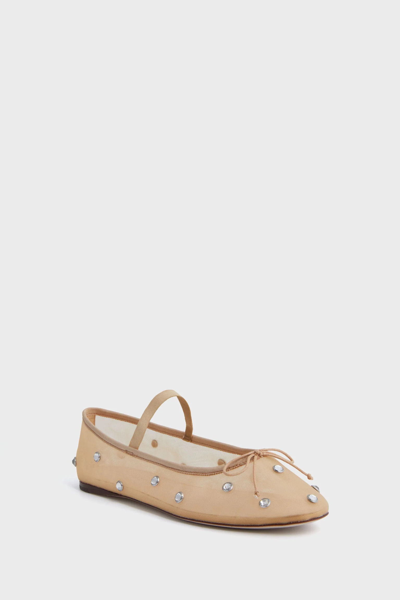 Caramel Mesh with Clear Rhinestone Leonie Flats | Tuckernuck (US)
