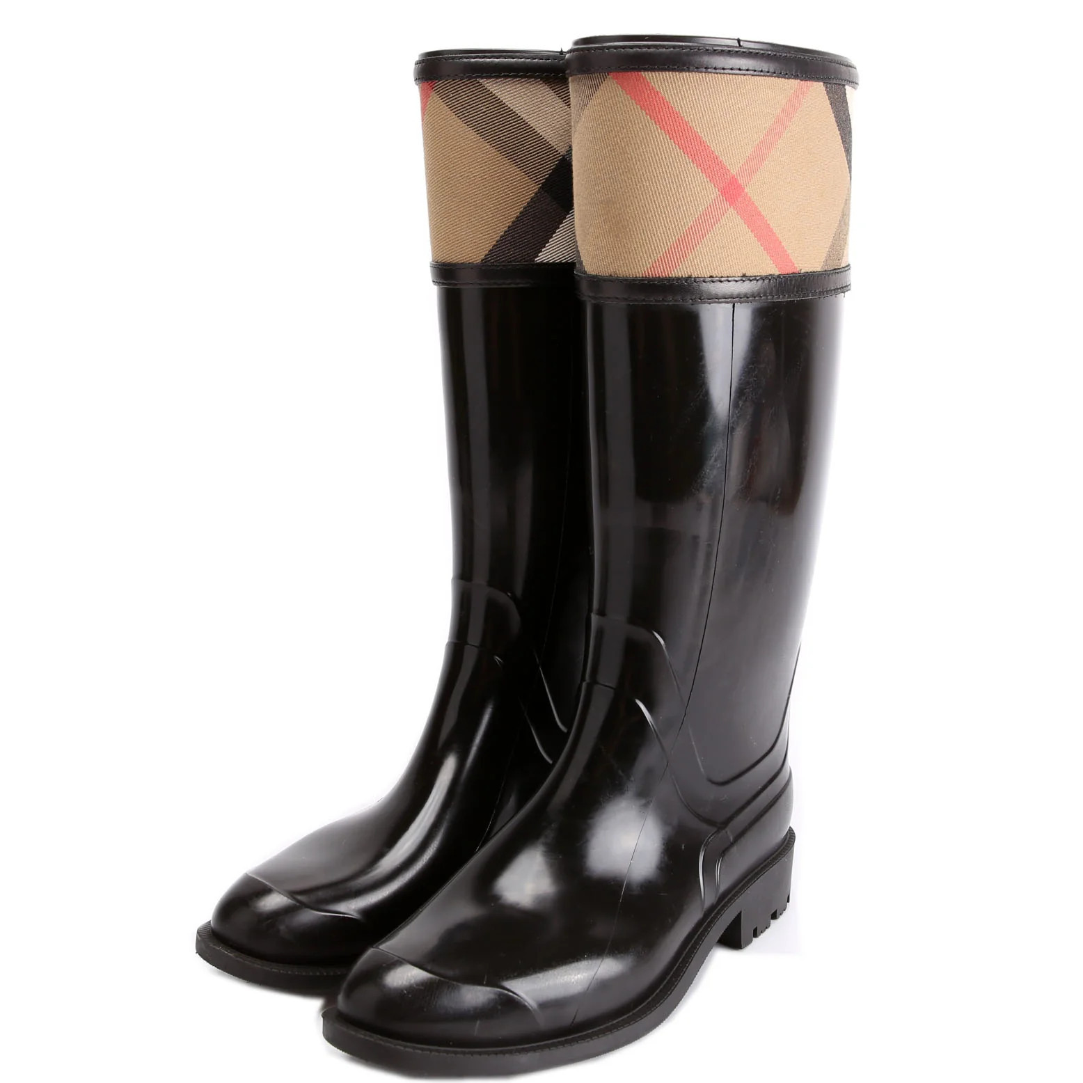 Crosshill Housecheck Rain Boots Size 37 Black | Keeks Designer Handbags