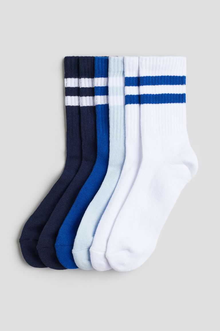5-pack Ribbed Socks - Dark blue/bright blue - Kids | H&M US | H&M (US + CA)