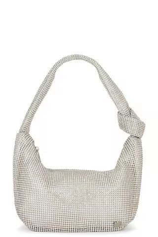 olga berg Jessica Soft Crystal Mesh Croissant Bag in Silver from Revolve.com | Revolve Clothing (Global)