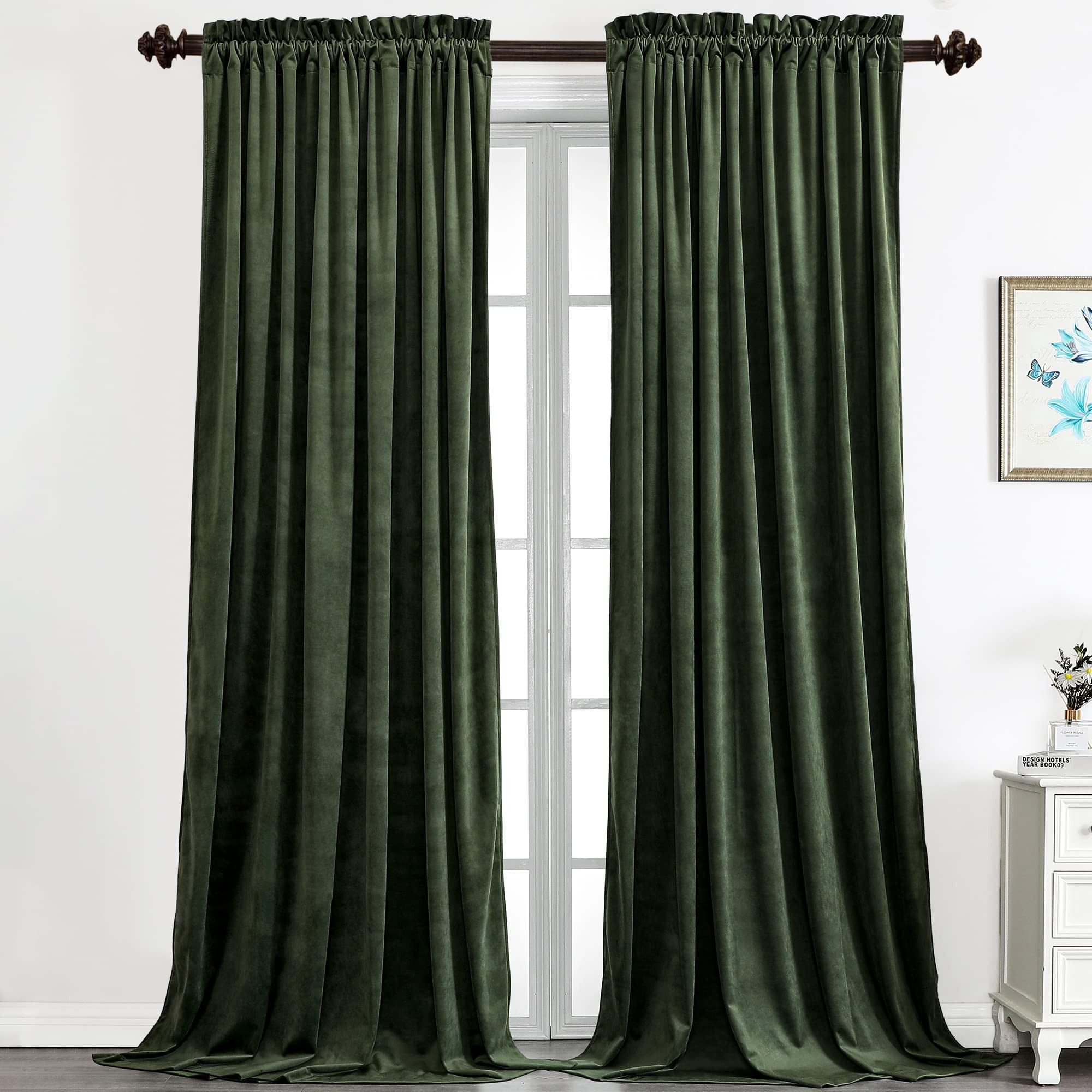 Benedeco Green Velvet Curtains for Bedroom Window, Super Soft Luxury Drapes, Room Darkening Therm... | Amazon (US)