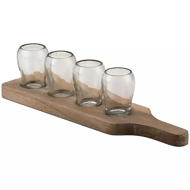Telluride Wood 5-pc. Tray with Glasses | Kirkland's Home