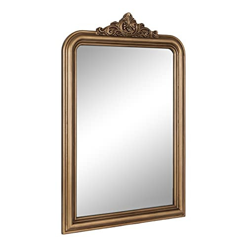 Kate and Laurel Kinsman Ornate Rounded Arch Wall Mirror, 24 x 36, Antique Gold, Vintage Soft Arched Mirror with Ornamental Crown for Use as Decorative Bathroom Vanity Mirror | Amazon (US)