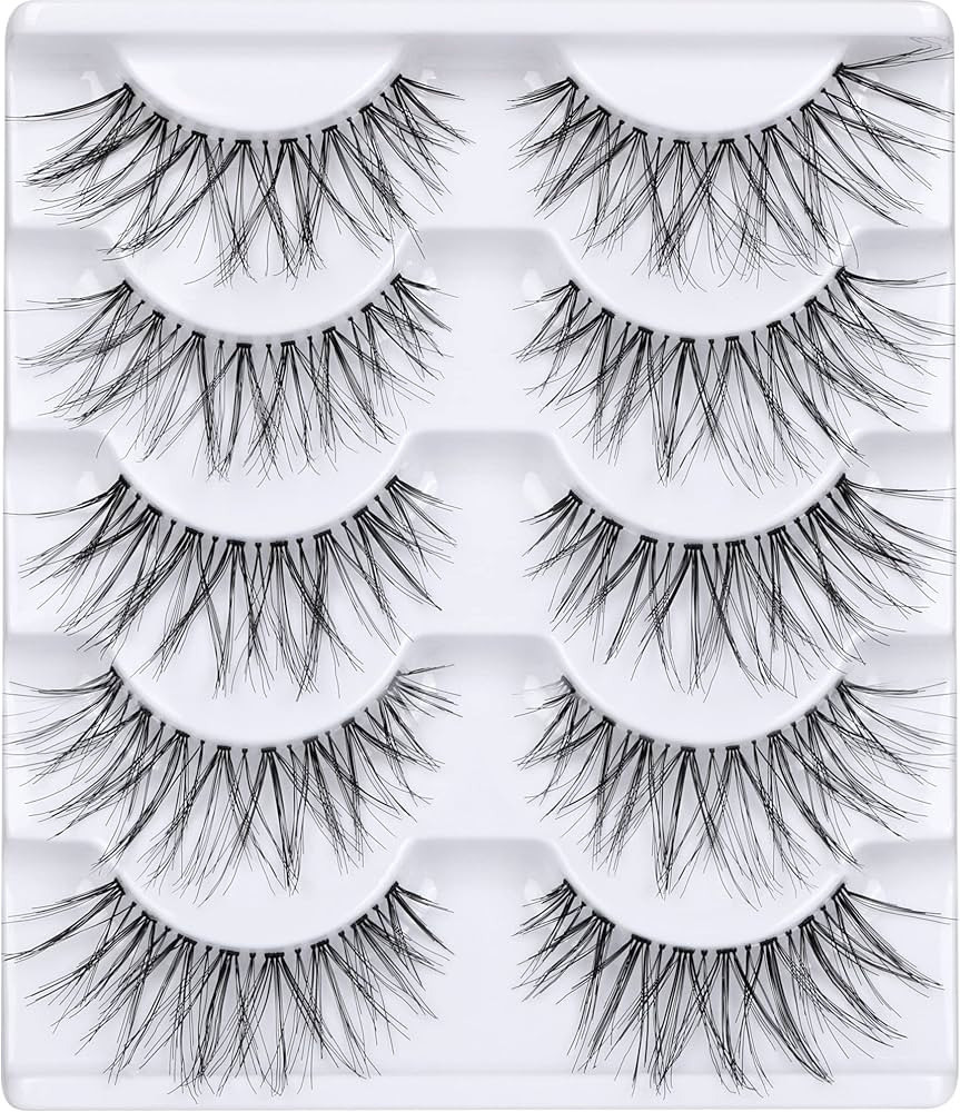 False Eyelashes Glamour Fake Lashes Reusable 100% Handmade (5 Pairs) | Amazon (US)