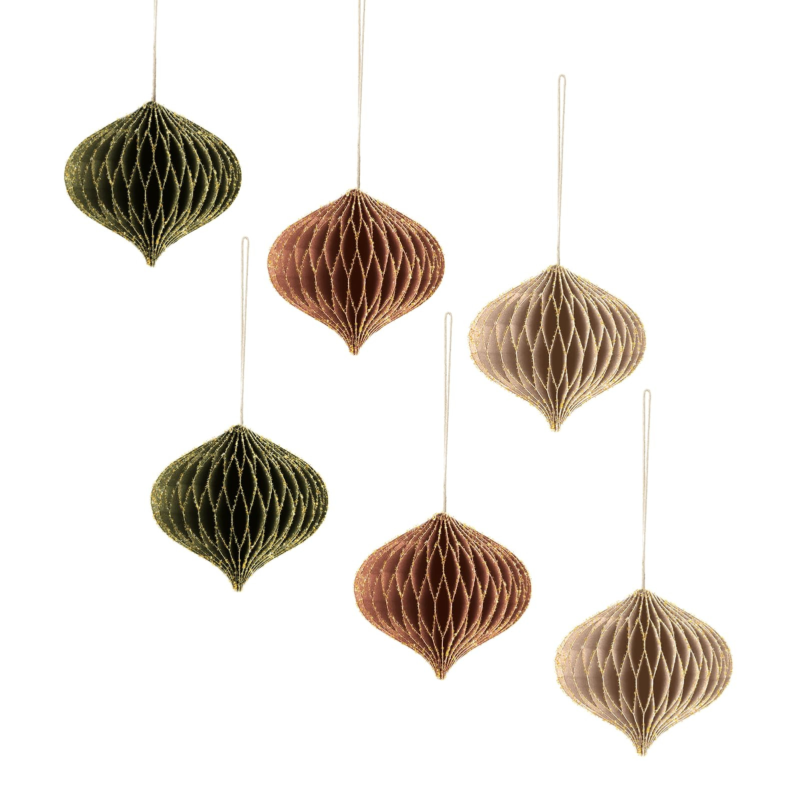 AOBKIAT Christmas Party Decorations,6 Pcs Mini Paper Honeycomb Lantern with Glitter Edge,Hanging ... | Amazon (US)