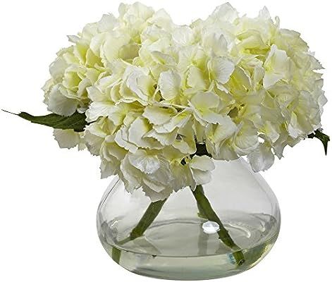 Nearly Natural 1356-CR Blooming Hydrangea with Vase, Cream | Amazon (US)