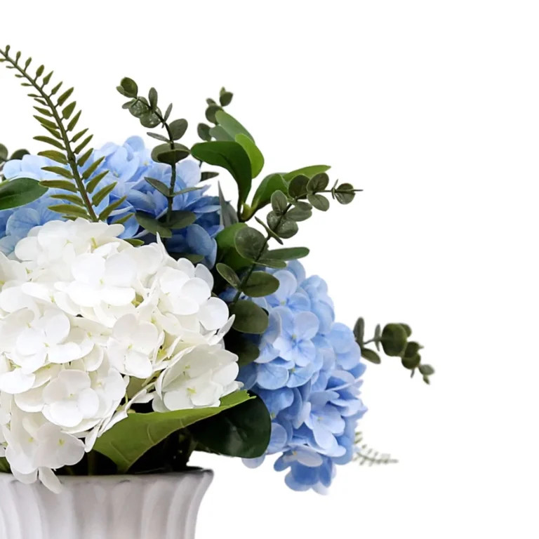 My Texas House Faux Hydrangeas in Vase, Blue and White, 16.25" - Walmart.com | Walmart (US)