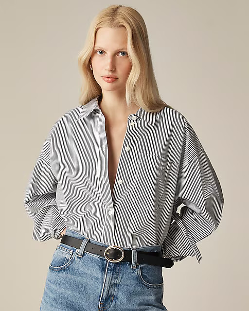 Étienne oversized shirt in striped cotton poplin | J. Crew US