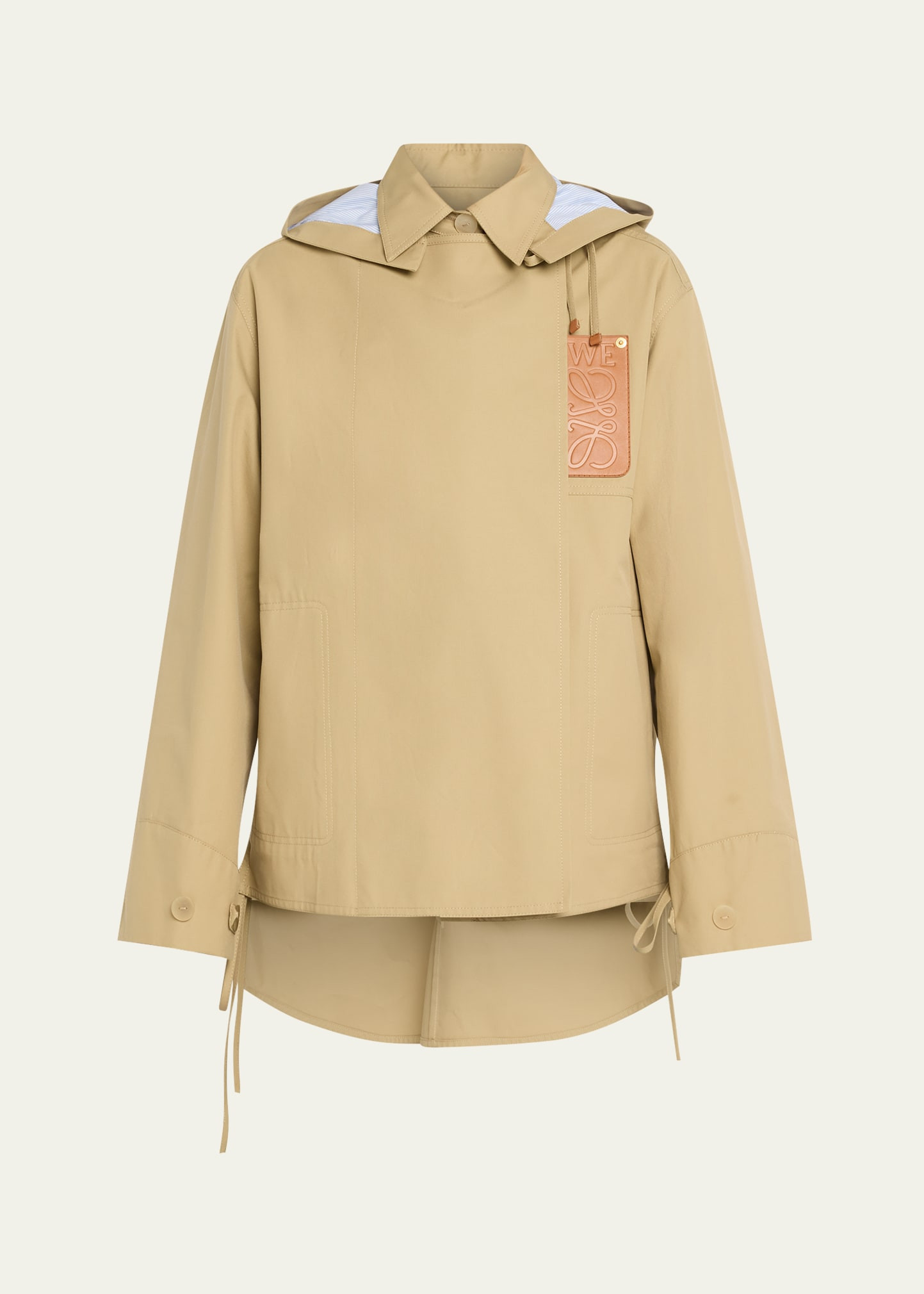 Loewe Leather Pocket Hooded Parka Jacket | Bergdorf Goodman