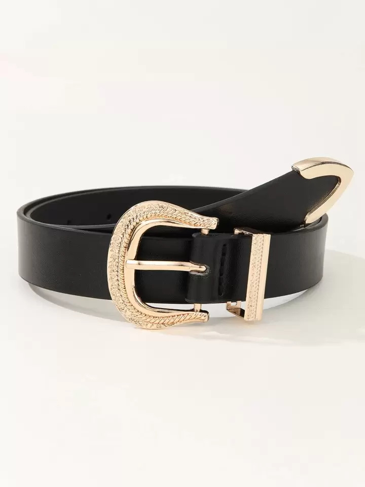 Textured Buckle Belt Western PU Belt for Dress | SHEIN
