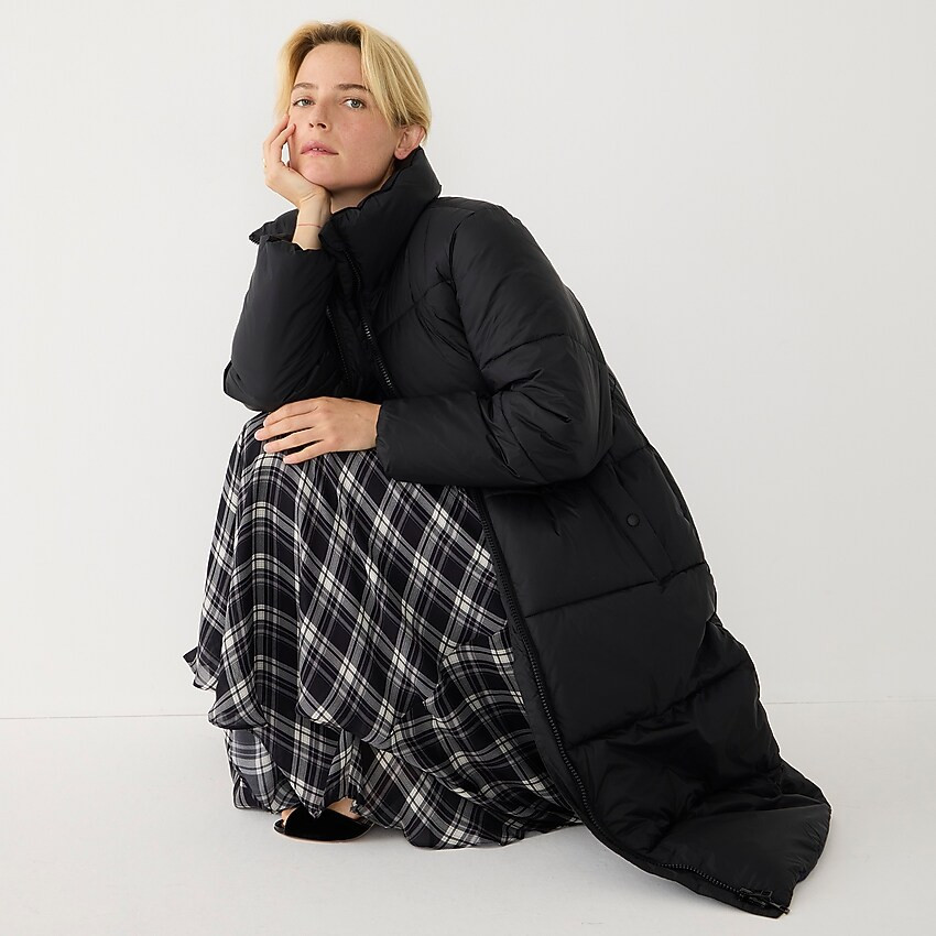 Tie-waist long puffer coat | J. Crew US