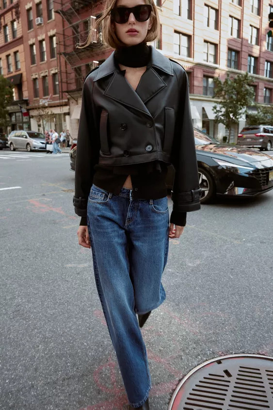 FAUX LEATHER SHORT TRENCH COAT | Zara US