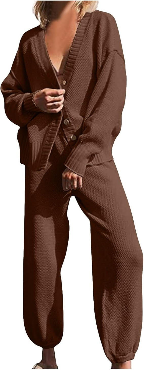 Casual Outfits for Women 2 Piece Lounge Sets Button Down Sweater and Pants Comfy Loungewear Loose... | Amazon (US)