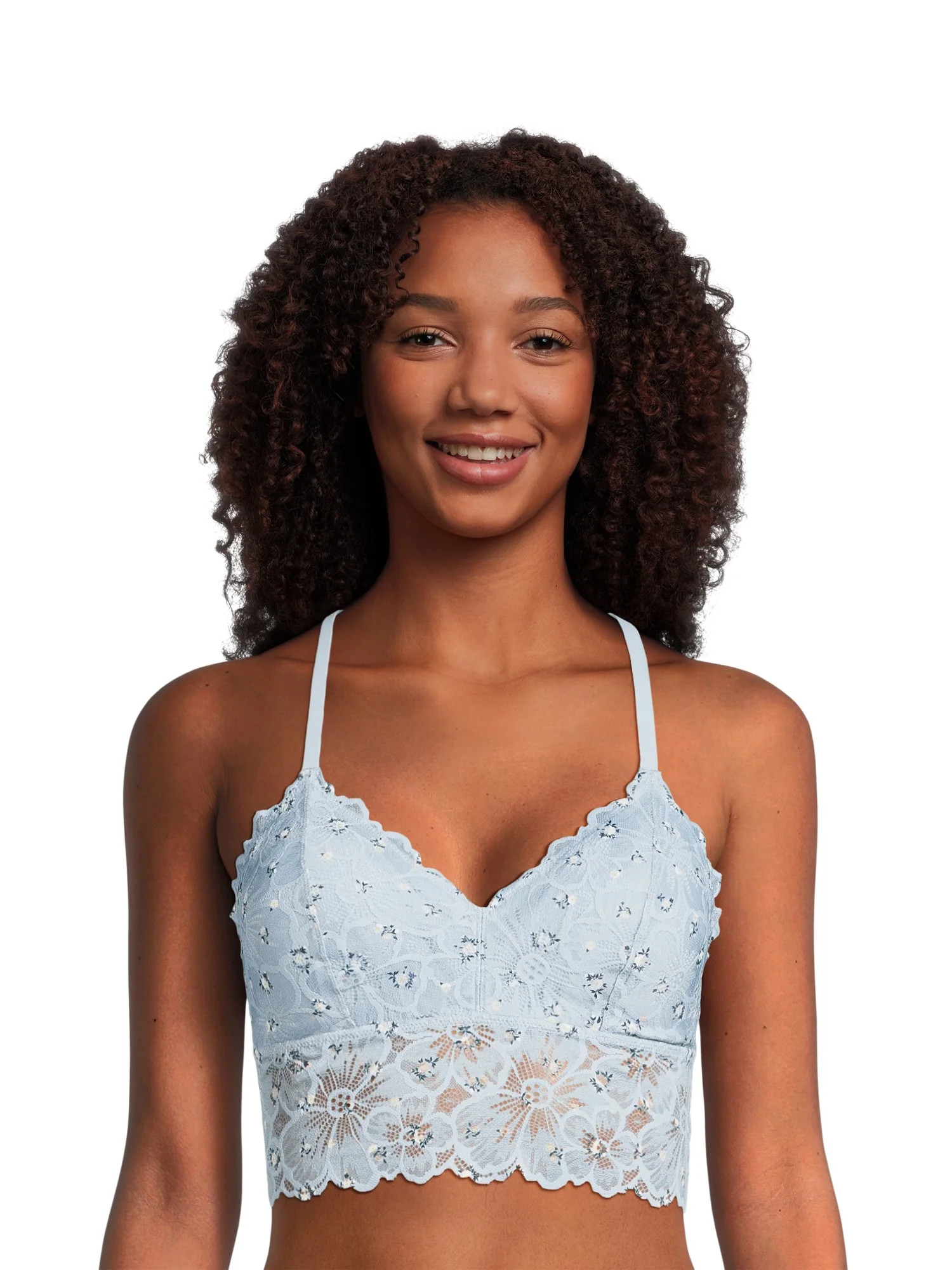 No Boundaries Juniors' Longline Floral Lace Bralette, Sizes S-XXXL | Walmart (US)