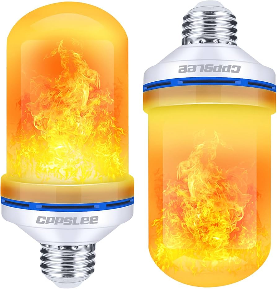 CPPSLEE LED Flame Light Bulbs, 4 Modes Flickering Light Bulbs, E26 Base Fire Flame Bulb, Hallowee... | Amazon (US)