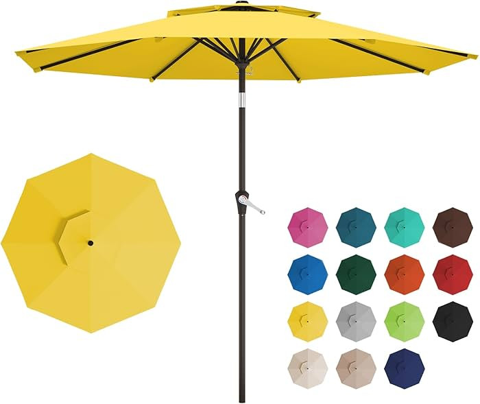 10FT 2-Tiers Outdoor Patio Umbrella, Outdoor Table Umbrella with Push Button Tilt and Crank, Vent... | Amazon (US)