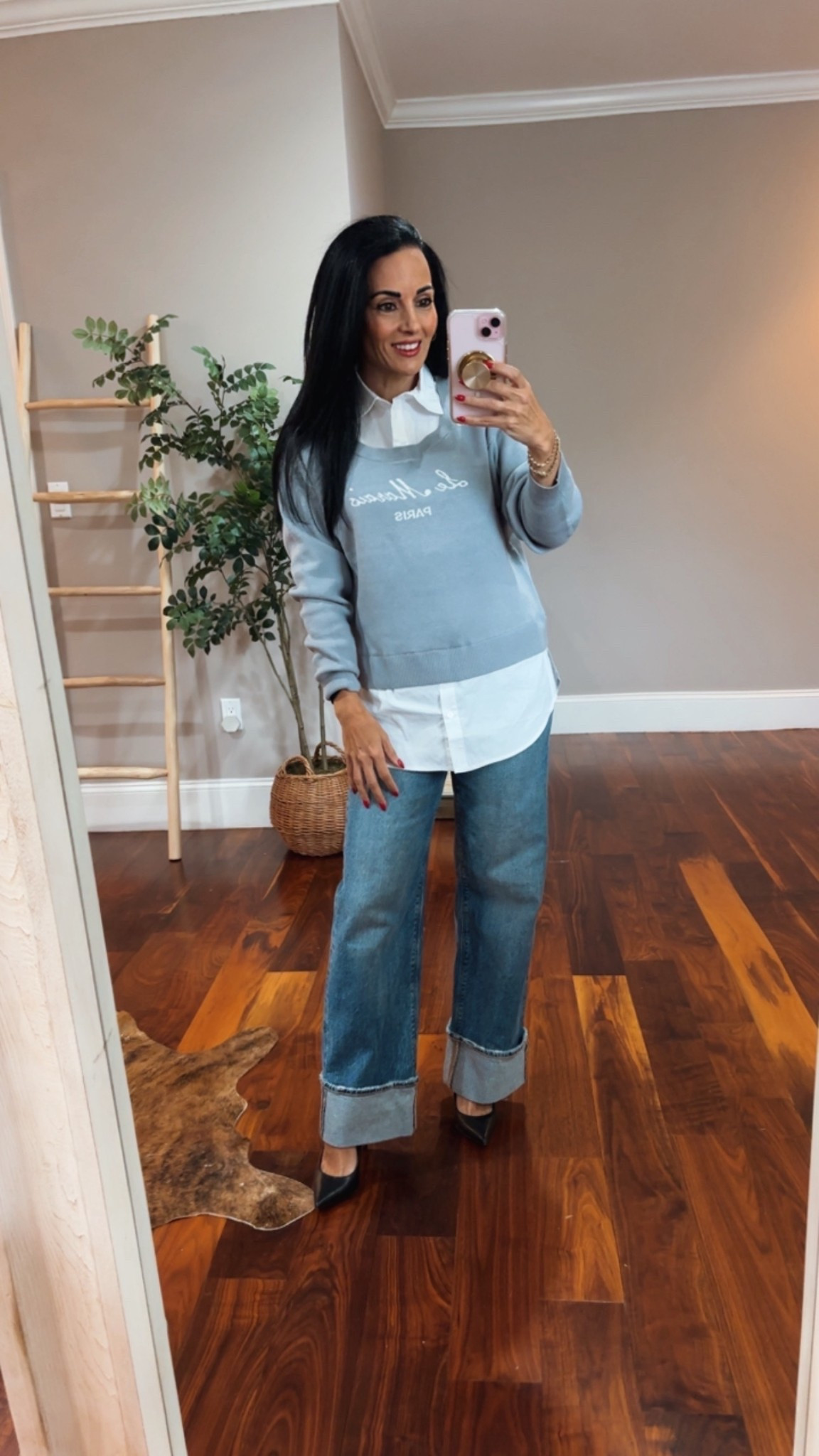 Twofer sweater with built in shirt 
Parisian look 

#LTKootd #LTKspringtrends #LTKOver40