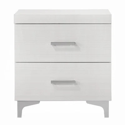 Modern Contemporary Bedroom Furniture White Finish Nightstand Of 2X Drawers Metal Legs Wooden 1Pc | Wayfair North America