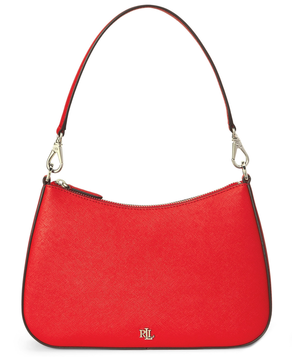 Lauren Ralph Lauren Women's Crosshatch Leather Medium Danni Shoulder Bag - Bright Vermillion | Macy's