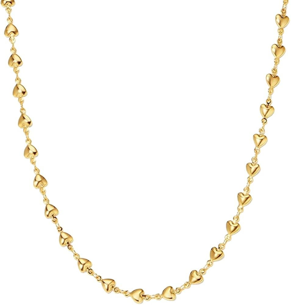 Amazon.com: Vivid Echo Heart Pellet Choker Necklace, Copper Plated with 18k Gold, Dainty Strands ... | Amazon (US)