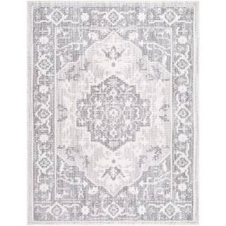 ELLE Decor Odeon 7 ft. x 10 ft. Medium Gray Medallion Machine Washable Area Rug | The Home Depot
