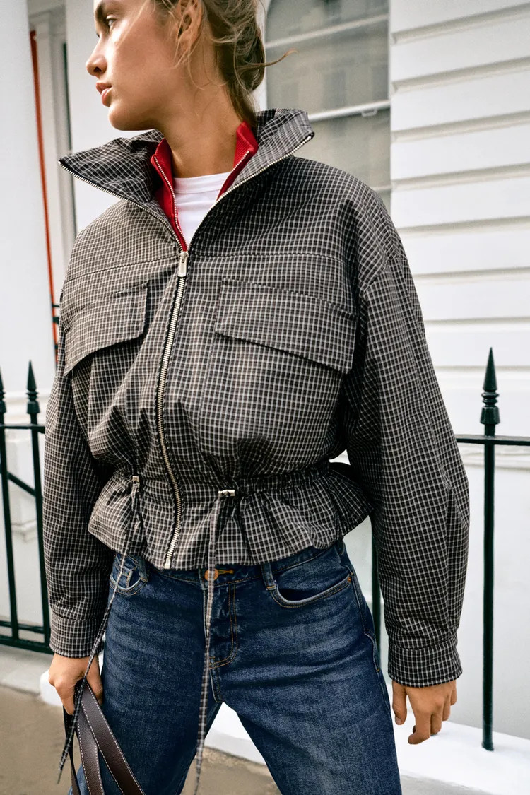 HIGH COLLAR CHECKED PUFFER JACKET | Zara UK
