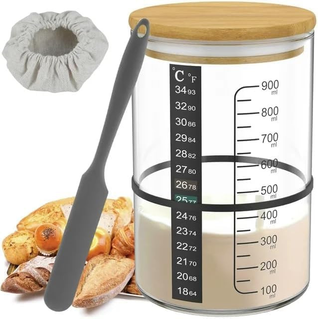 Pro Sourdough Bread Starter Kit - 34 oz sourdough jar with 5 unique features for the perfect sour... | Amazon (US)