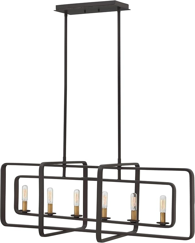 Hinkley Quentin Collection Six Light Stem Hung Linear Chandelier, Buckeye Bronze | Amazon (US)