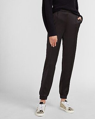 High Waisted Satin Seamed Front Joggers | Express