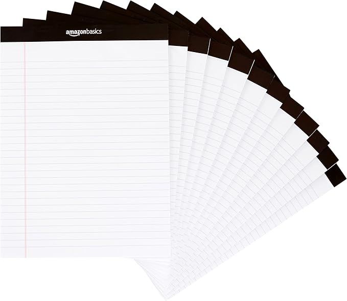 Amazon Basics Wide Ruled Lined Writing Note Pad, 8.5 inch x 11.75 inch, White, 12 Count ( 12 Pack... | Amazon (US)