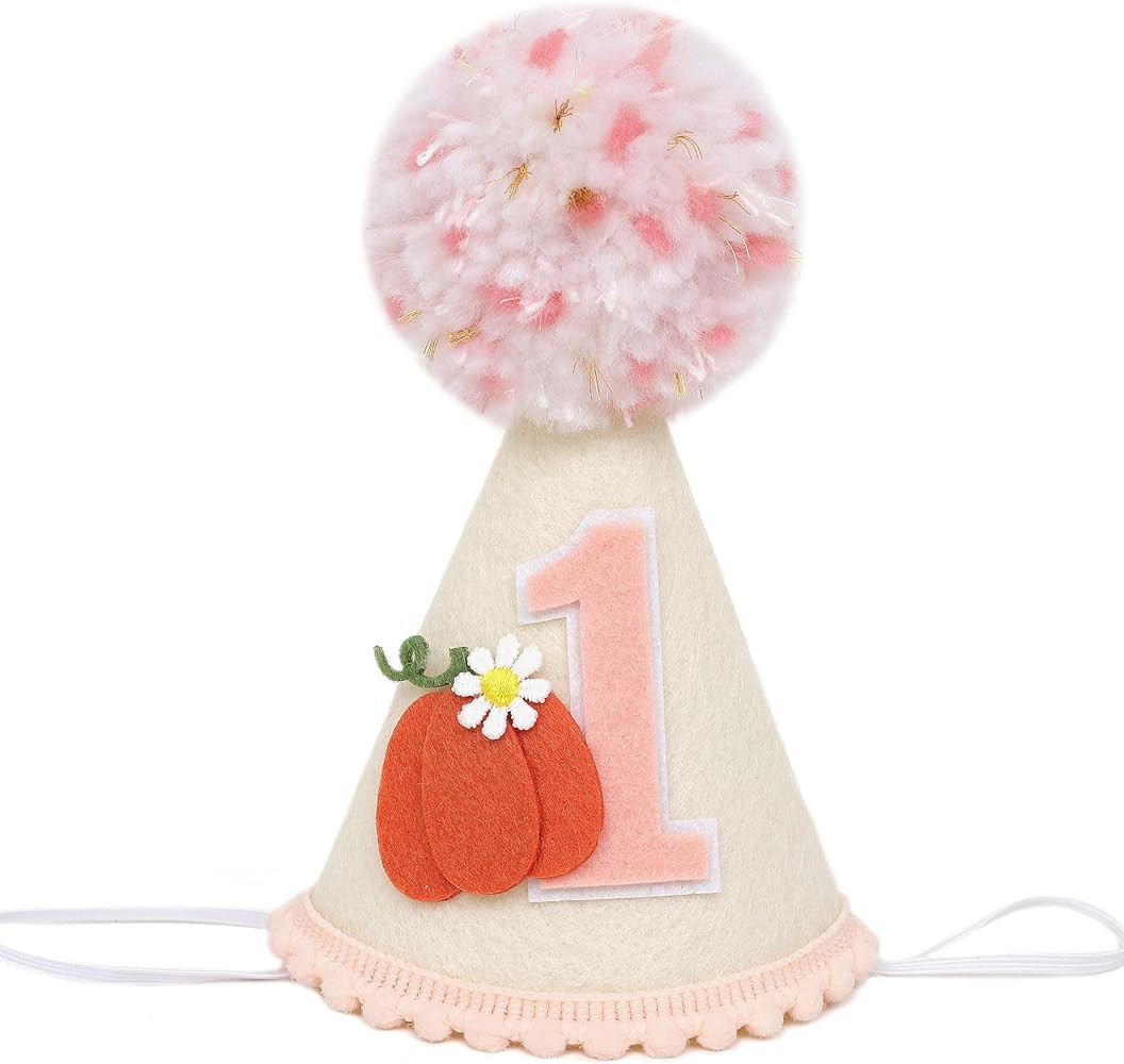 Pink Pumpkin 1st Birthday Hat - Little Pumpkin 1st Birthday Decoration for Girls, Floral Pumpkin ... | Amazon (US)