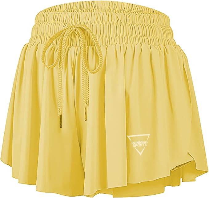 Womens 2 in 1 Flowy Athletic Shorts with Pocket Butterfly Running Workout Shorts Sweat Spandex Lo... | Amazon (US)