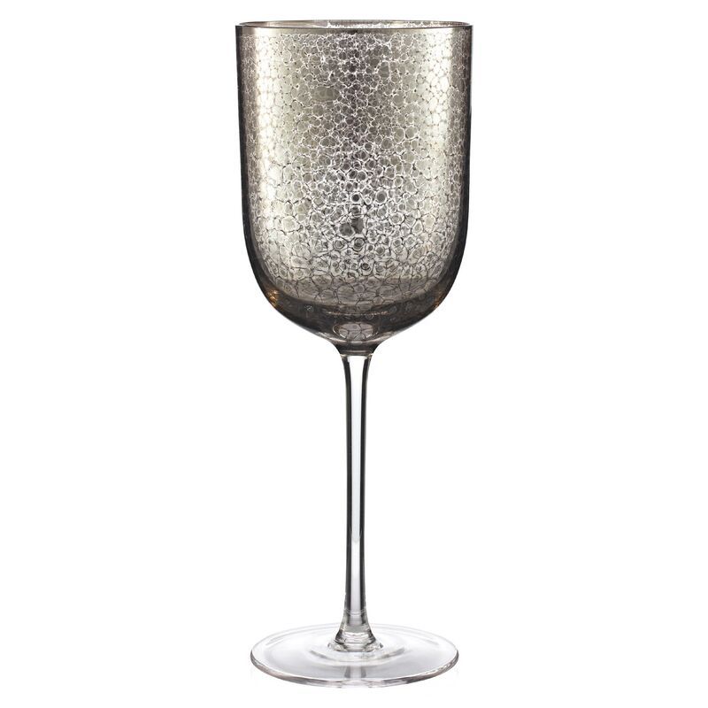S/4 Crackle Wineglasses, Platinum | One Kings Lane