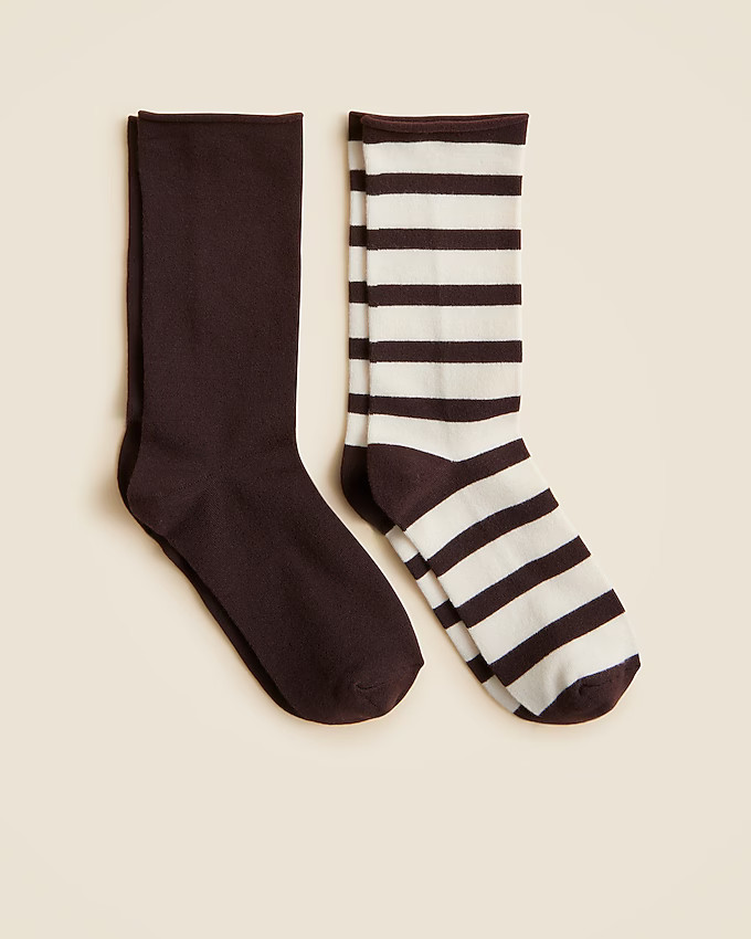 Rolled-edge trouser socks two-pack in stripe | J. Crew US