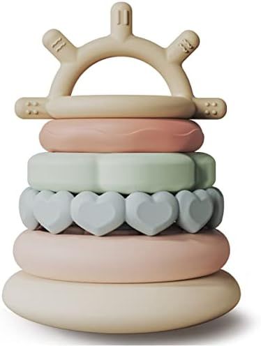Moonkie Stacks of Circles Soft Teething Toy Educational Learning Stacking Ring Toys for Babies, 7... | Amazon (US)