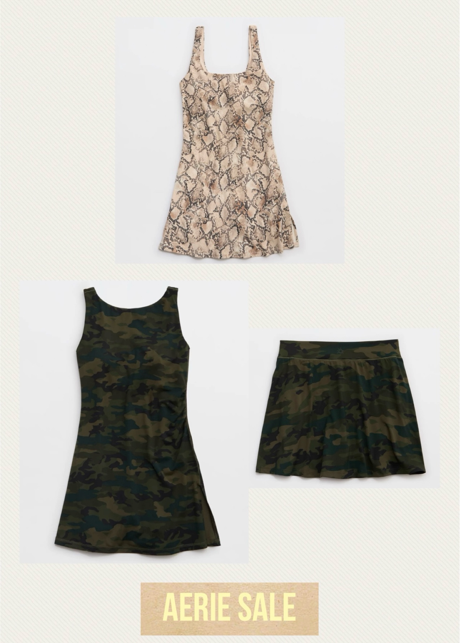 Aerie sale
Camo dress camo skirt camo tennis skirt 
Snakeskin dresss

#LTKsalealert #LTKActive