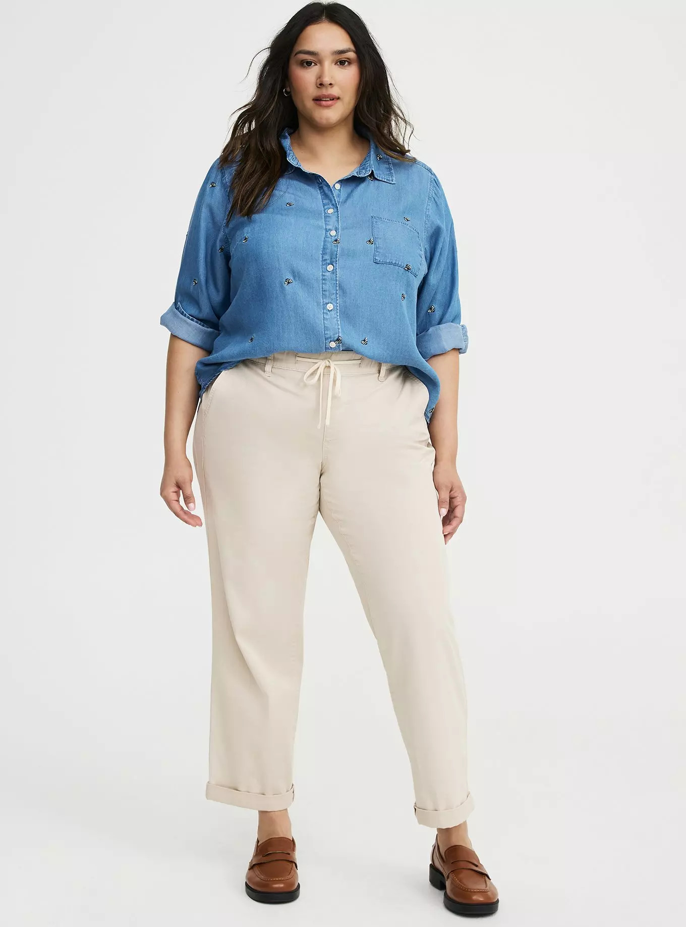 Weekend Mid-Rise Twill Straight Pant | Torrid (US & Canada)