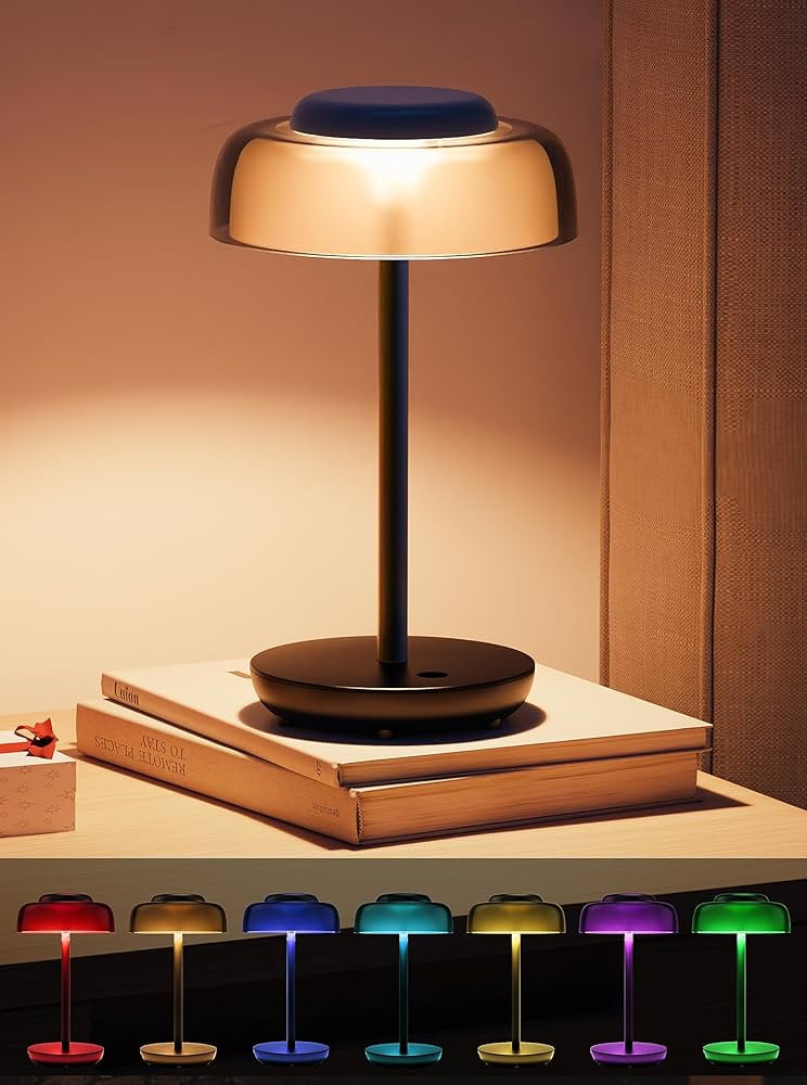 Table Lamp for Bedroom Nightstand, Battery Operated Lamp, Bedside Touch Control Cordless Table La... | Amazon (US)