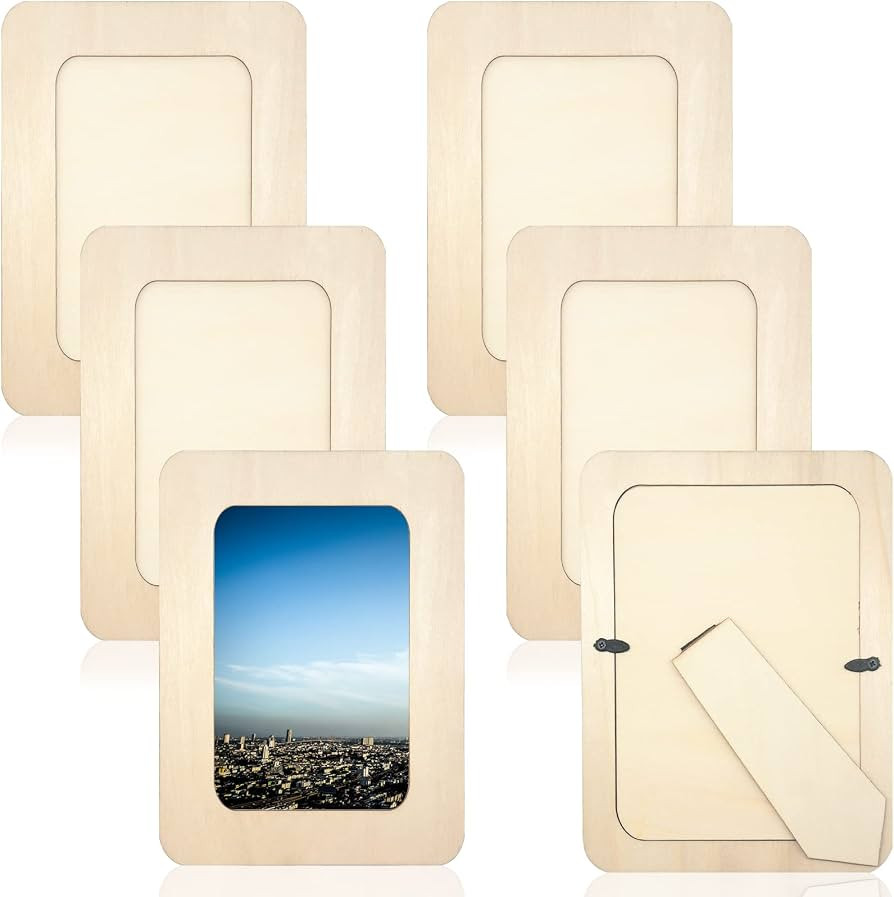 RYKOMO 6 PCS DIY Wooden Picture Frames Unfinished Solid Wood Photo Picture Frames for 4 x 6 in Ph... | Amazon (US)