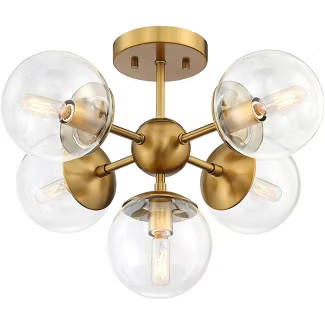 Possini Euro Design Modern Ceiling Light Semi Flush Mount Fixture Warm Brass 19 3/4" Wide 5-Light... | Target