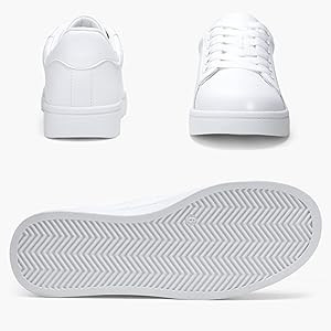 Amazon.com | Vepose Women's Full White Fashion Sneakers Walking Low Platform Shoe PU Leather Lace... | Amazon (US)