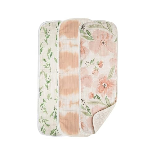 Crane Baby Soft Muslin Burp Cloth, Lightweight and Absorbent Burp Cloth for Boys and Girls, Floral, 3 Piece, 7” x 20” | Amazon (US)