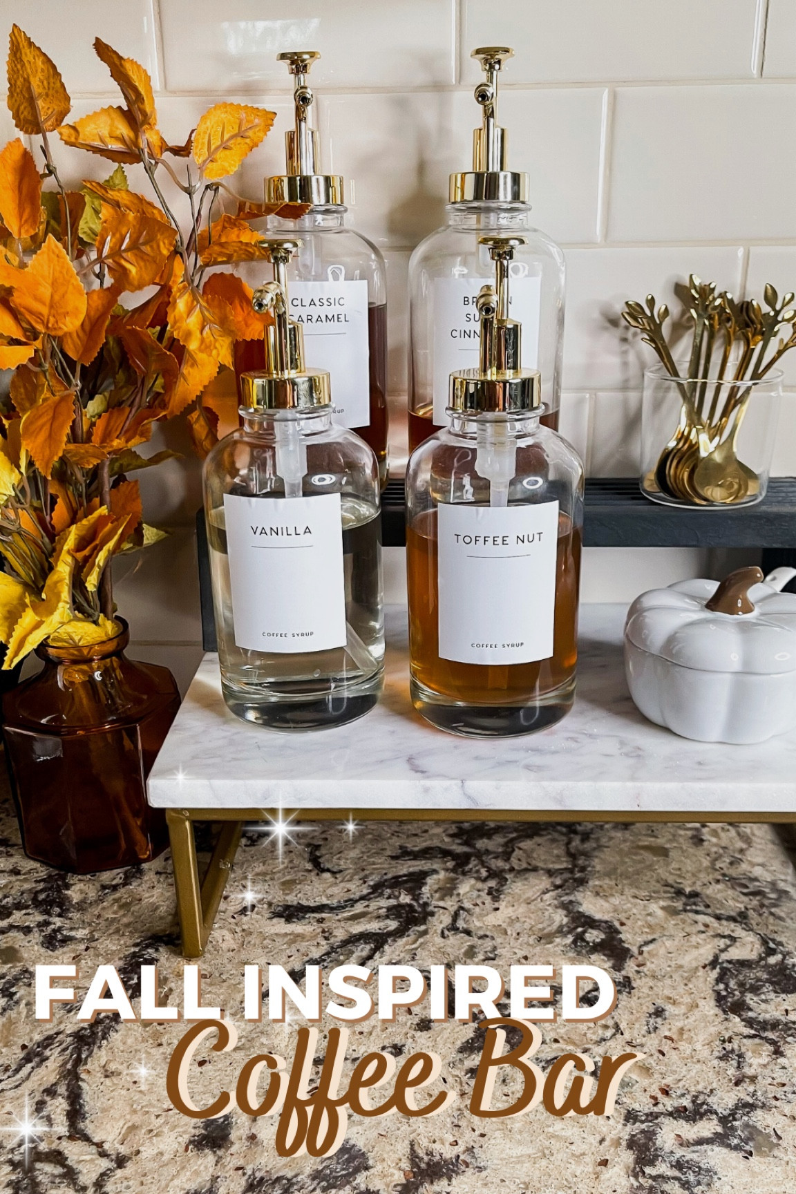 These syrup bottles are finally back in stock! Fall inspired coffee bar! All from 
#amazon and #target 