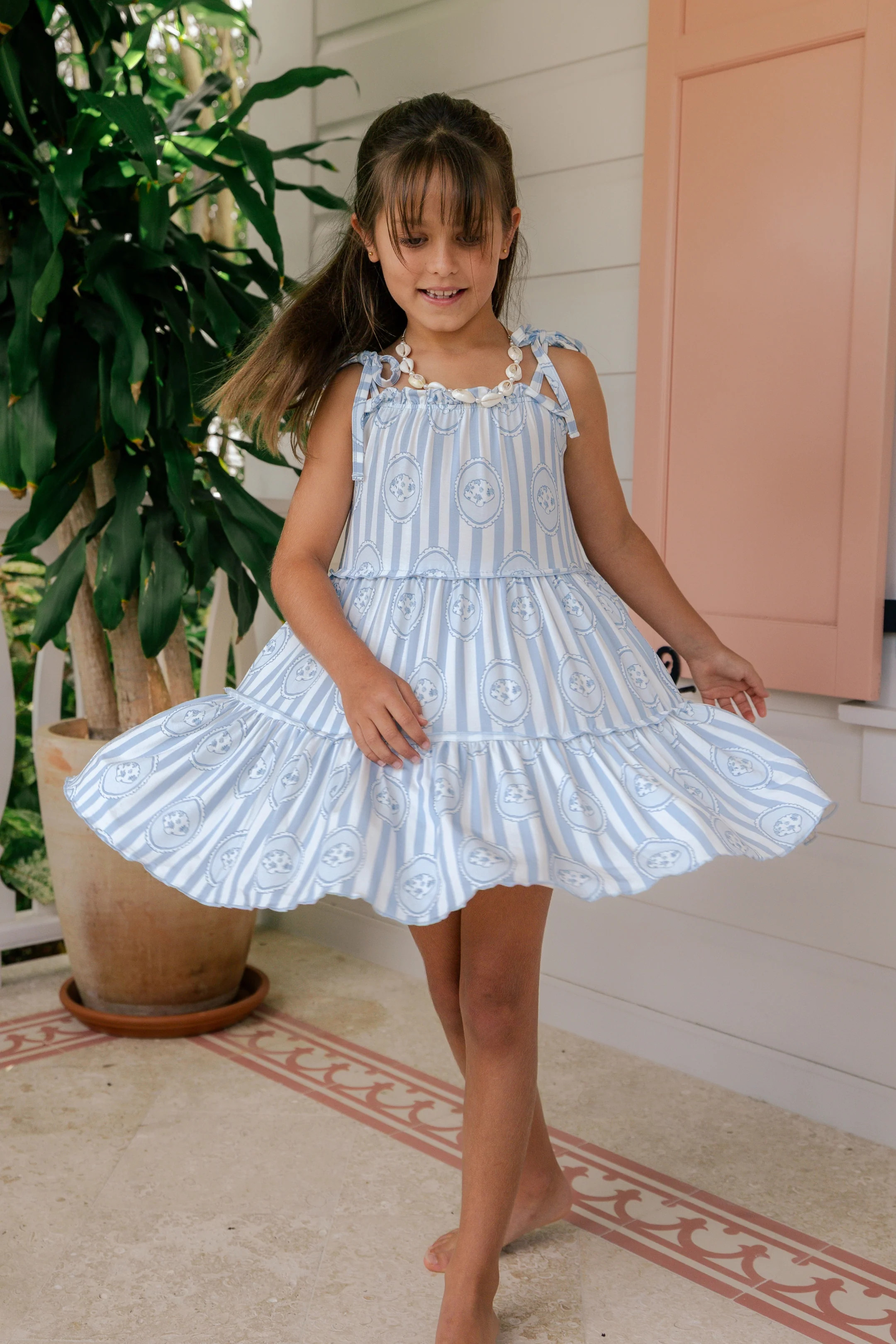 Floral Seashell Tier Twirl Dress | Girls Boutique Daywear | In My Jammers | In My Jammers