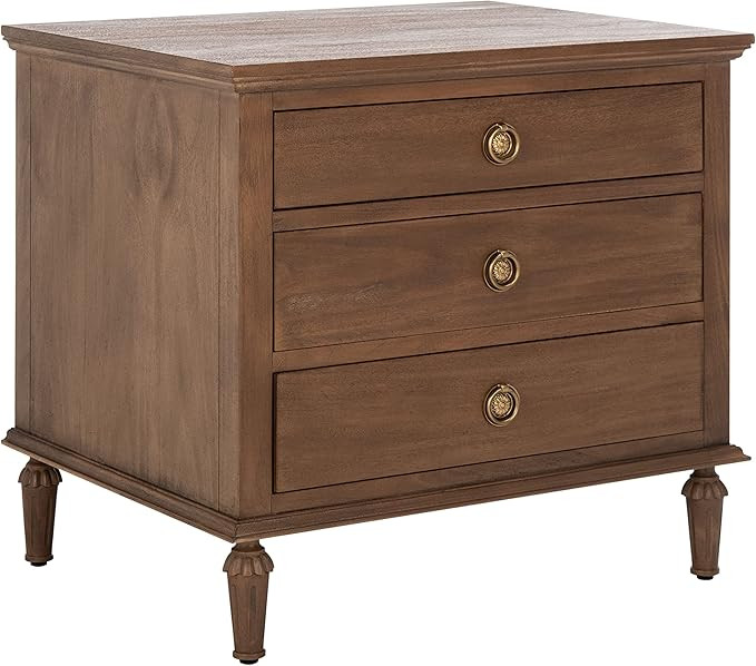 SAFAVIEH Couture Home Collection Lisabet Brown 3-Drawer Wood Nightstand Table (Fully Assembled) | Amazon (US)